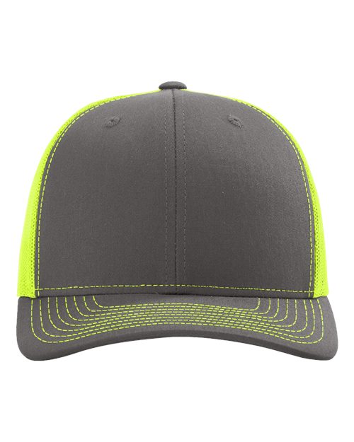 Load image into Gallery viewer, Richardson 112 Snapback Trucker Cap - Charcoal/ Neon Yellow