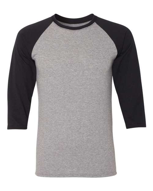 Load image into Gallery viewer, Unisex Triblend Three-Quarter Raglan Baseball T-Shirt - Oxford/ Black