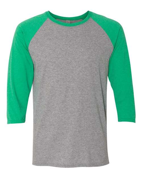 Load image into Gallery viewer, Unisex Triblend Three-Quarter Raglan Baseball T-Shirt - Oxford/ Irish Green Heather