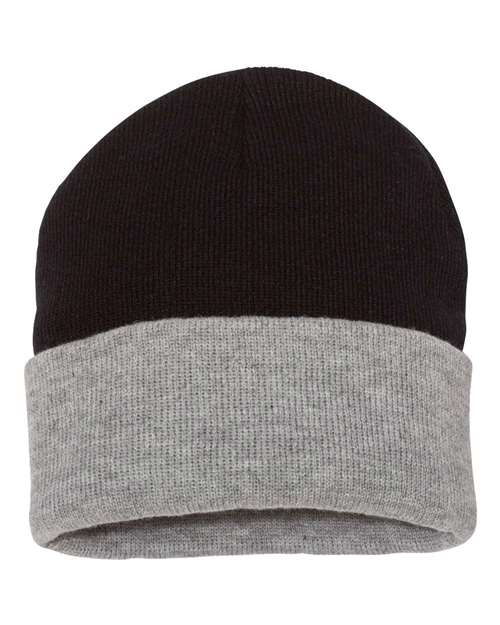 Load image into Gallery viewer, Sportsman SP12T 12" Color Blocked Cuffed Beanie - Black/ Heather