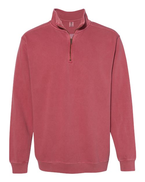 Load image into Gallery viewer, Unisex Garment-Dyed Quarter-Zip Sweatshirt - Crimson