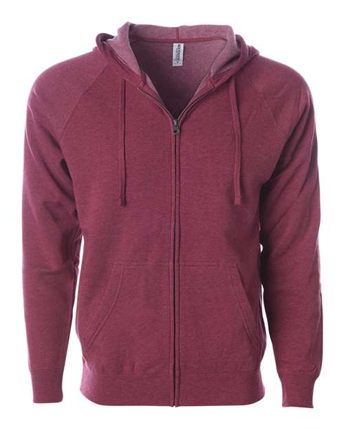 Load image into Gallery viewer, Unisex Special Blend Raglan Full-Zip Hooded Sweatshirt - Crimson