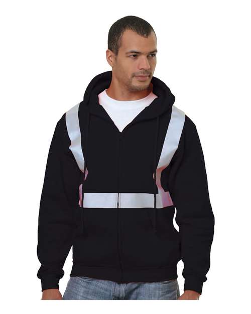 Load image into Gallery viewer, Men's USA-Made Hi-Visibility Full-Zip Hooded Sweatshirt - Black