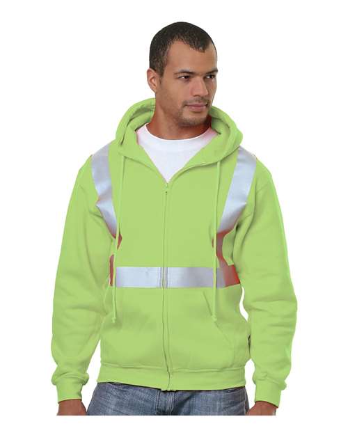 Load image into Gallery viewer, Men's USA-Made Hi-Visibility Full-Zip Hooded Sweatshirt - Lime Green