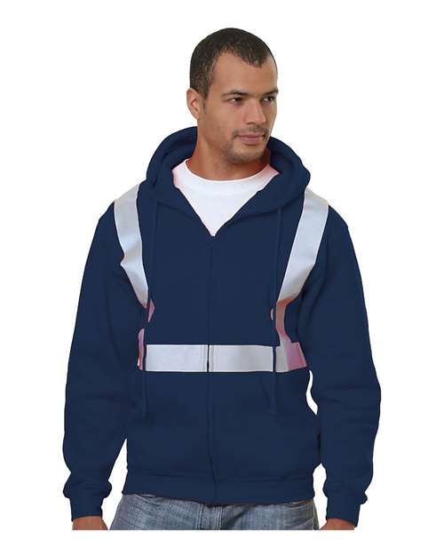 Load image into Gallery viewer, Men's USA-Made Hi-Visibility Full-Zip Hooded Sweatshirt - Navy