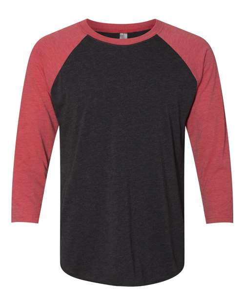 Load image into Gallery viewer, Unisex Triblend Three-Quarter Raglan T-Shirt - Vintage Red Sleeves/ Vintage Black Body
