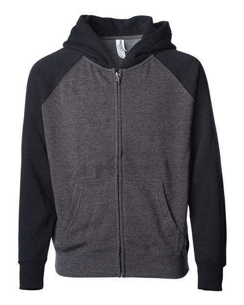 Load image into Gallery viewer, Toddler Lightweight Special Blend Raglan Zip Hood - Carbon/ Black