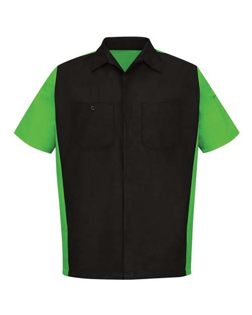 Load image into Gallery viewer, Red Kap SY20 Men's Short Sleeve Automotive Crew Shirt - Black/ Lime