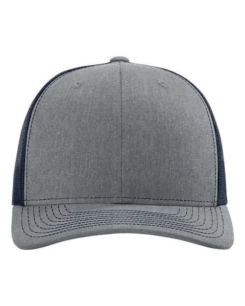 Load image into Gallery viewer, Richardson 112 Snapback Trucker Cap - Heather Grey/ Navy