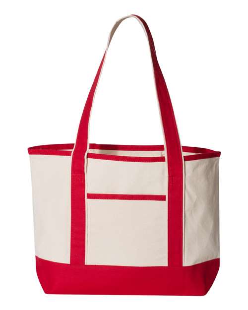 Load image into Gallery viewer, Q-Tees Q125800 20L Small Deluxe Tote - Natural/ Red