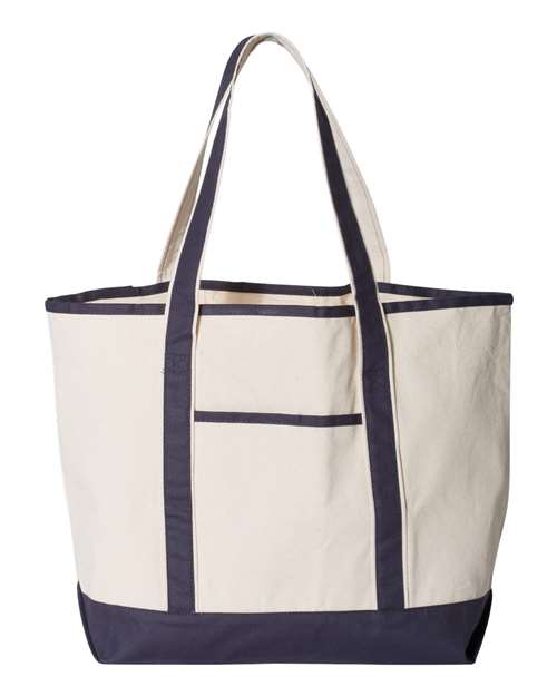 Load image into Gallery viewer, Q-Tees Q1500 34.6L Large Canvas Deluxe Tote - Natural/ Navy