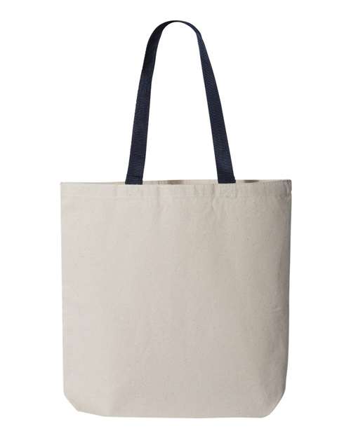 Load image into Gallery viewer, Q-Tees Q4400 11L Canvas Tote with Contrast-Color Handles - Natural/ Navy