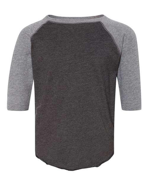 Load image into Gallery viewer, Toddler Baseball Fine Jersey Three-Quarter Sleeve Tee - Vintage Smoke/ Granite Heather