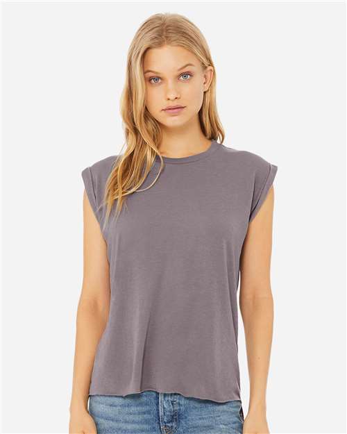 Load image into Gallery viewer, Women’s Flowy Rolled Cuffs Muscle Tee — product photo 10