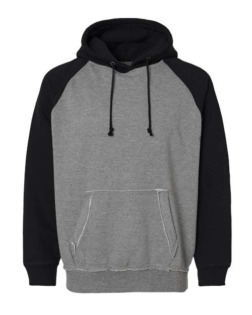 Load image into Gallery viewer, J. America 8885 Men's Vintage Heather Hooded Sweatshirt - Smoke Heather/ Black
