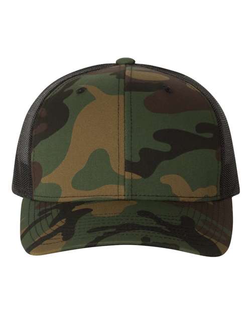 Load image into Gallery viewer, YP Classics 6606 Retro Trucker Cap - Green Camo/ Black