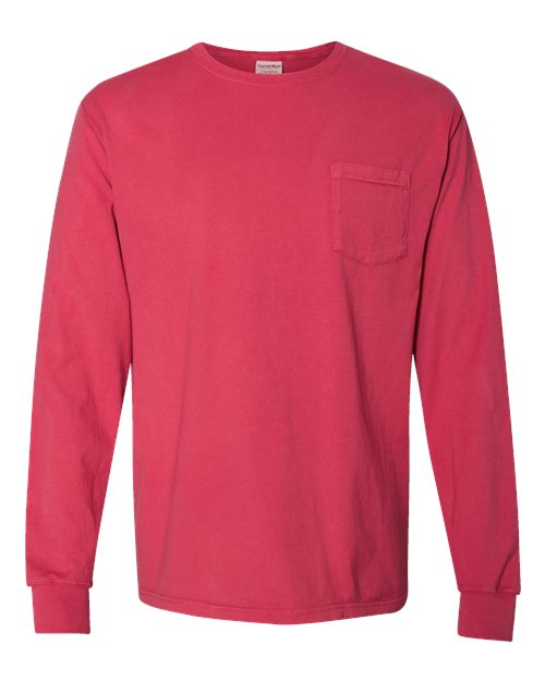 Load image into Gallery viewer, Unisex Garment-Dyed Long Sleeve T-Shirt With a Pocket - Crimson Fall