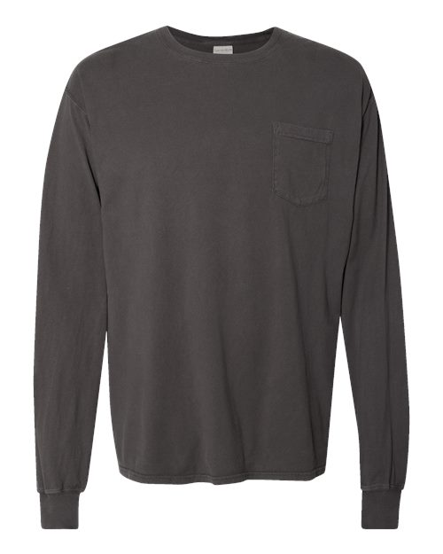 Load image into Gallery viewer, Unisex Garment-Dyed Long Sleeve T-Shirt With a Pocket - New Railroad Grey