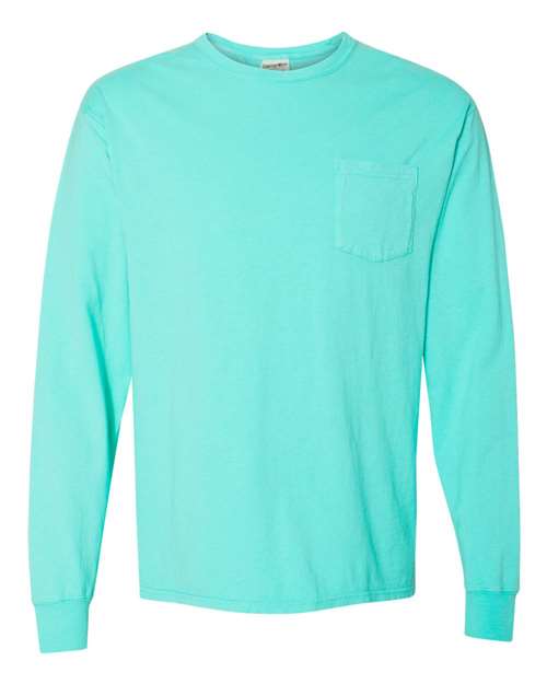 Load image into Gallery viewer, Unisex Garment-Dyed Long Sleeve T-Shirt With a Pocket - Mint