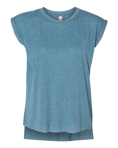 Load image into Gallery viewer, Women’s Flowy Rolled Cuffs Muscle Tee — product photo 4