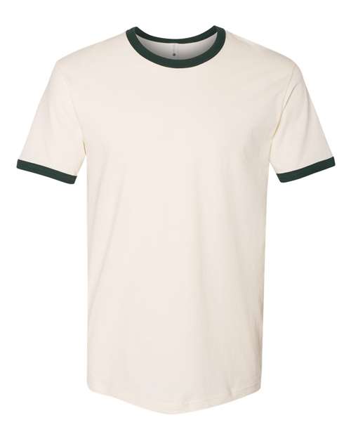 Load image into Gallery viewer, Unisex Cotton Ringer T-Shirt - Natural/ Forest Green