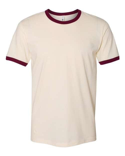 Load image into Gallery viewer, Unisex Cotton Ringer T-Shirt - Natural/ Maroon