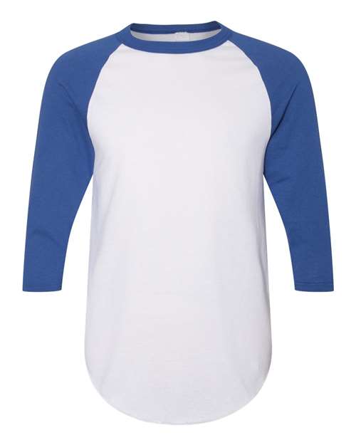 Load image into Gallery viewer, Augusta Sportswear 4420 Unisex Three-Quarter Raglan Sleeve Baseball Jersey T-Shirt - White/ Royal
