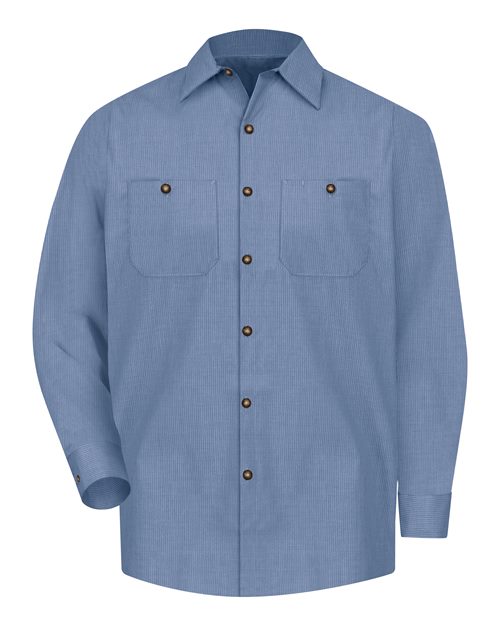 Load image into Gallery viewer, Red Kap SP14 Men's Industrial Long Sleeve Work Shirt - Denim Blue Microcheck