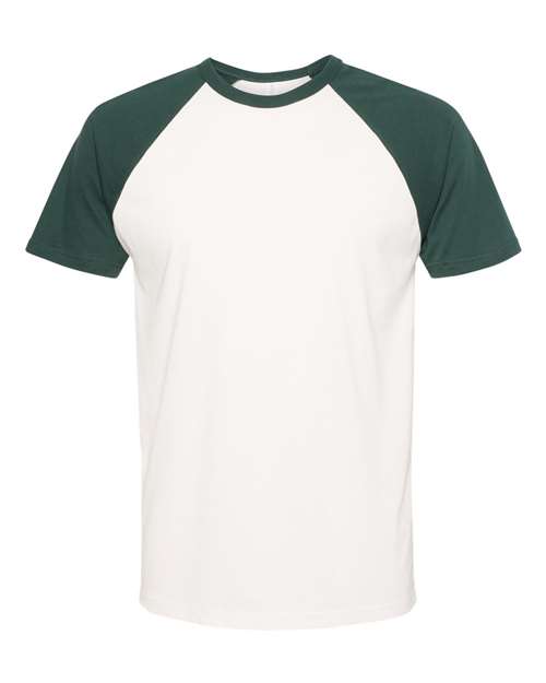 Load image into Gallery viewer, Unisex Cotton Raglan T-Shirt - Forest Green/ Natural