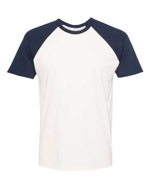 Load image into Gallery viewer, Unisex Cotton Raglan T-Shirt - Midnight Navy/ Natural