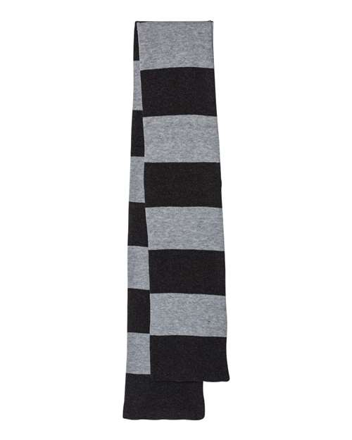 Load image into Gallery viewer, Sportsman SP02 Rugby-Striped Knit Scarf - Heather Black/ Heather Grey