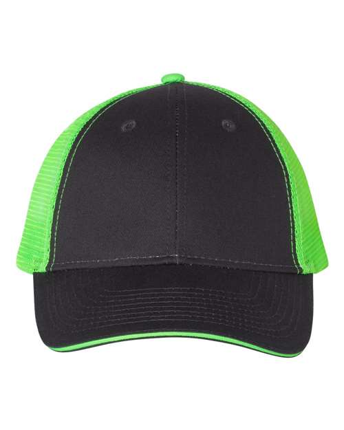 Load image into Gallery viewer, Valucap S102 Sandwich Trucker Cap - Charcoal/ Neon Green