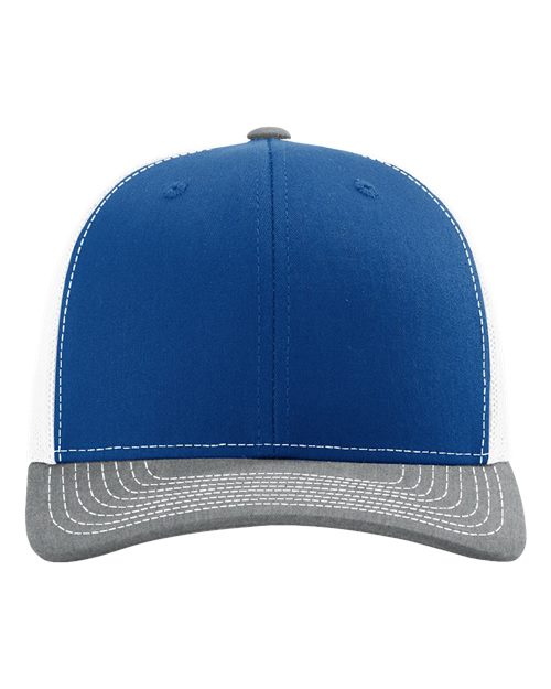 Load image into Gallery viewer, Richardson 112 Snapback Trucker Cap - Royal/ White/ Heather Grey