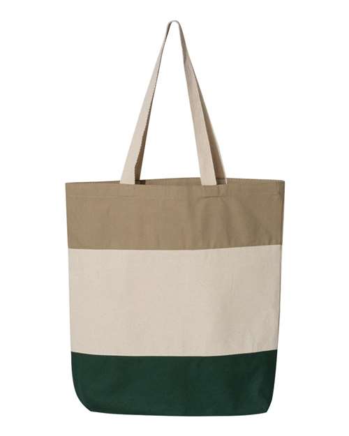 Load image into Gallery viewer, Q-Tees Q125900 11L Tri-Color Tote - Forest/ Natural/ Khaki