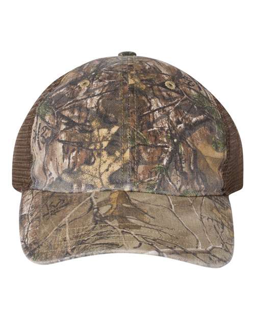Load image into Gallery viewer, Richardson 111P Garment Washed Printed Trucker Cap - Realtree Edge/ Brown