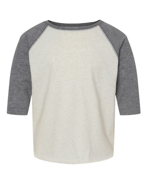 Load image into Gallery viewer, Toddler Baseball Fine Jersey Three-Quarter Sleeve Tee - Natural Heather/ Granite Heather