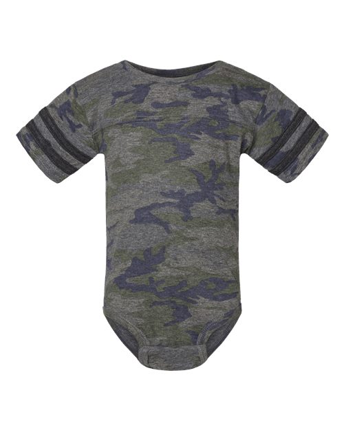 Load image into Gallery viewer, Infant Football Fine Jersey Bodysuit - Vintage Camo/ Vintage Smoke