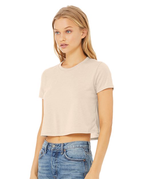 Load image into Gallery viewer, Women’s Flowy Crop Tee — blank t-shirt for DTF printing