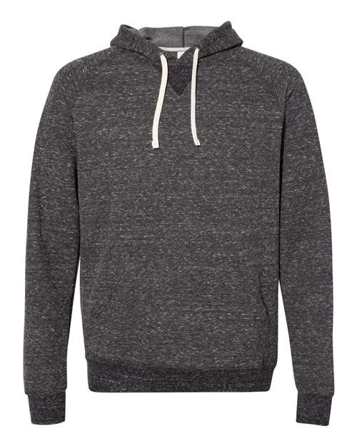 Load image into Gallery viewer, Unisex Snow Heather French Terry Raglan Hooded Sweatshirt - Black Ink