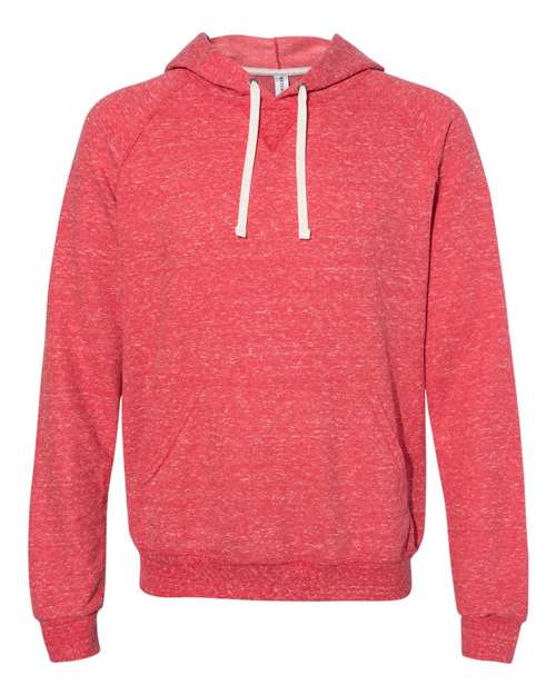 Load image into Gallery viewer, Unisex Snow Heather French Terry Raglan Hooded Sweatshirt - Red