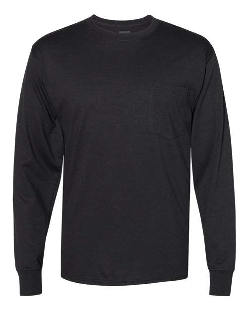 Load image into Gallery viewer, Unisex Workwear Long Sleeve Pocket T-Shirt - Black