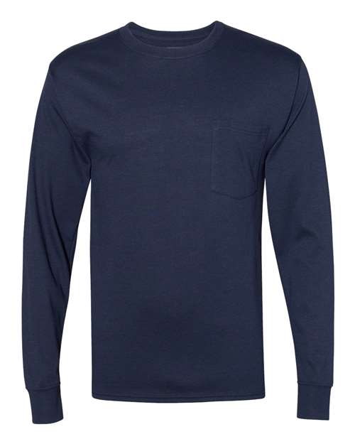 Load image into Gallery viewer, Unisex Workwear Long Sleeve Pocket T-Shirt - Navy
