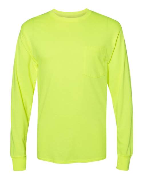 Load image into Gallery viewer, Unisex Workwear Long Sleeve Pocket T-Shirt - Safety Green