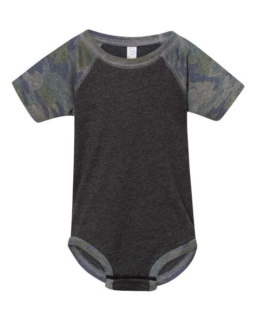 Load image into Gallery viewer, Infant Baseball Fine Jersey Bodysuit - Vintage Smoke/ Vintage Camo