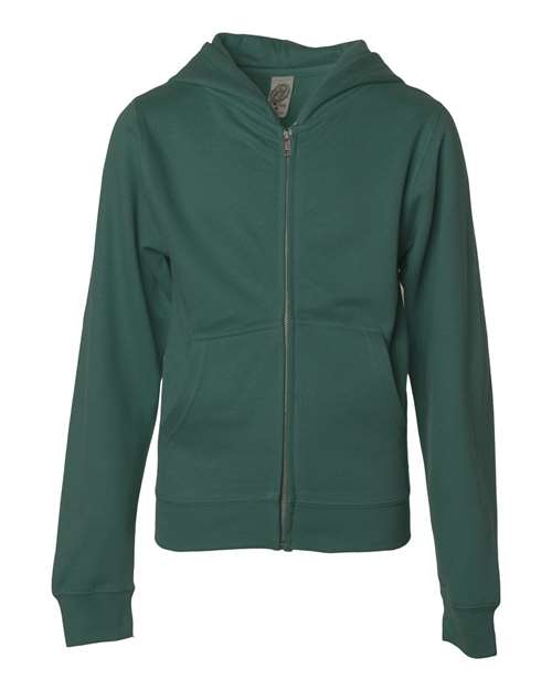 Load image into Gallery viewer, Youth Midweight Full-Zip Hooded Sweatshirt - Alpine Green