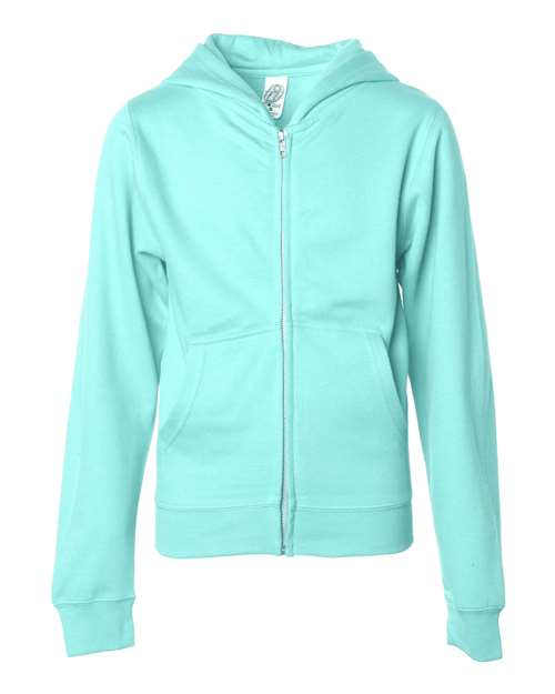 Load image into Gallery viewer, Youth Midweight Full-Zip Hooded Sweatshirt - Mint