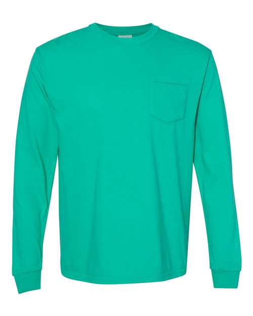 Load image into Gallery viewer, Unisex Garment-Dyed Heavyweight Long Sleeve Pocket T-Shirt - Island Green
