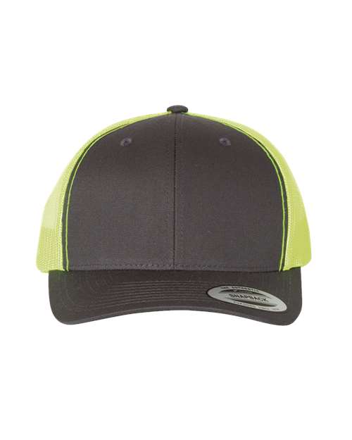 Load image into Gallery viewer, YP Classics 6606 Retro Trucker Cap - Charcoal/ Neon Green