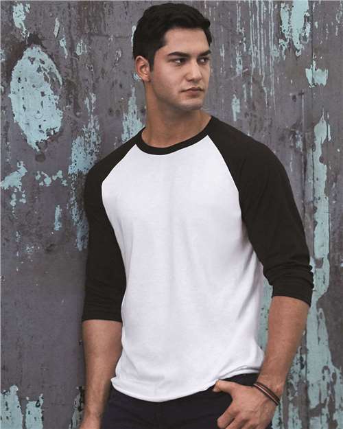 Load image into Gallery viewer, Premium Blend Ringspun Three-Quarter Sleeve Raglan Baseball T-Shirt - White/ Black Ink