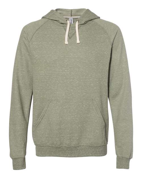 Load image into Gallery viewer, Unisex Snow Heather French Terry Raglan Hooded Sweatshirt - Military Green